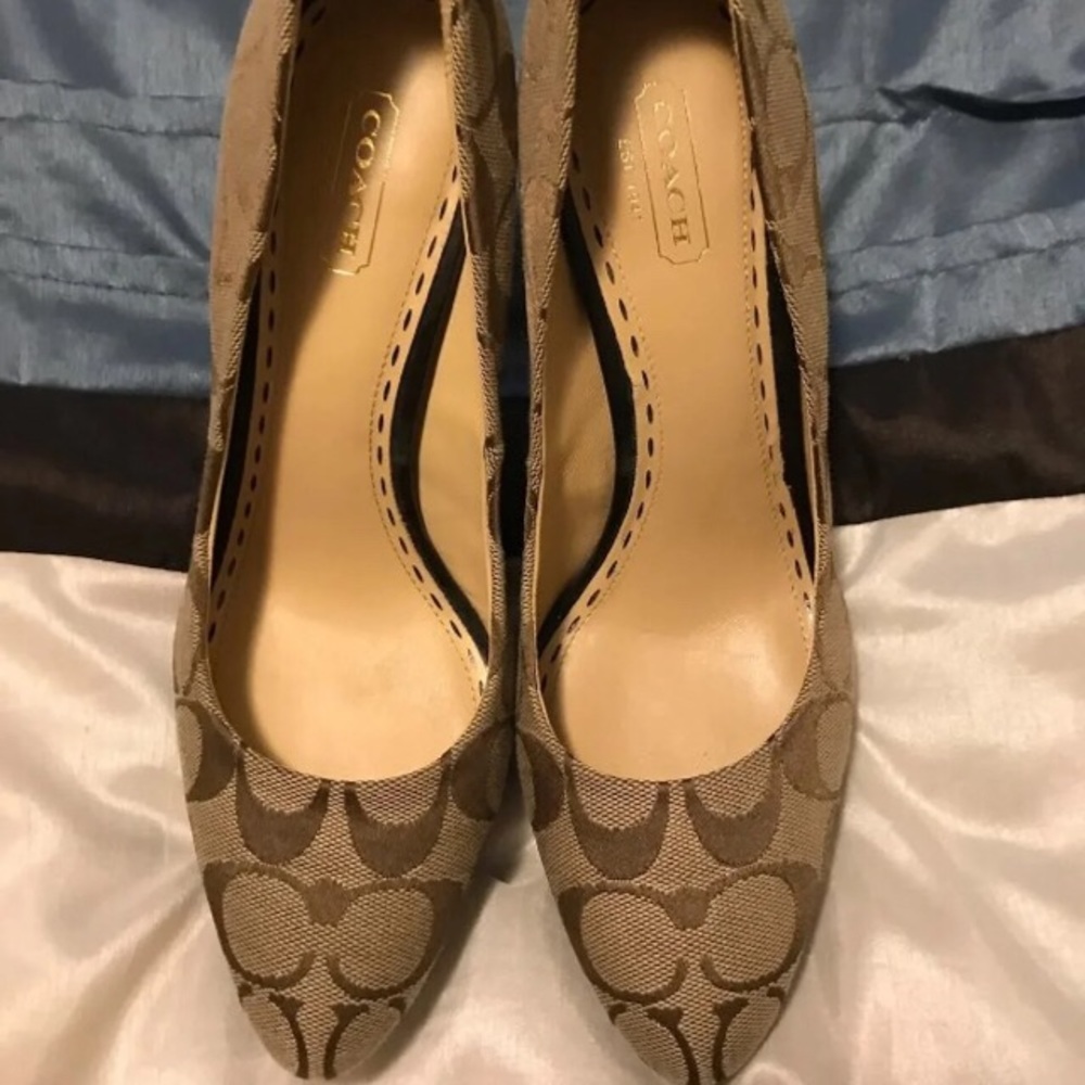 SOLD! Signature Coach Tan with Brown heels Pumps